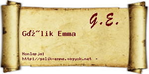 Gálik Emma névjegykártya