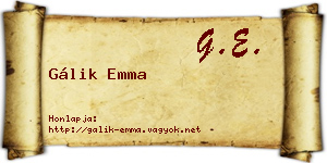Gálik Emma névjegykártya